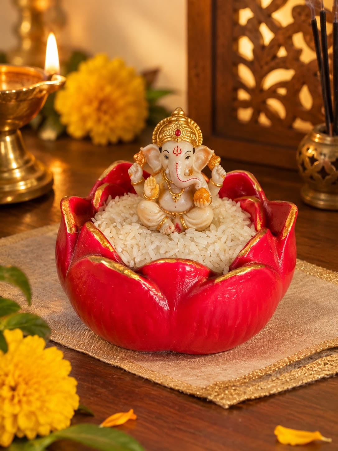 Lotus Aasan — handmade trinket tray, Diameter 9cm Hight 4.5cm 