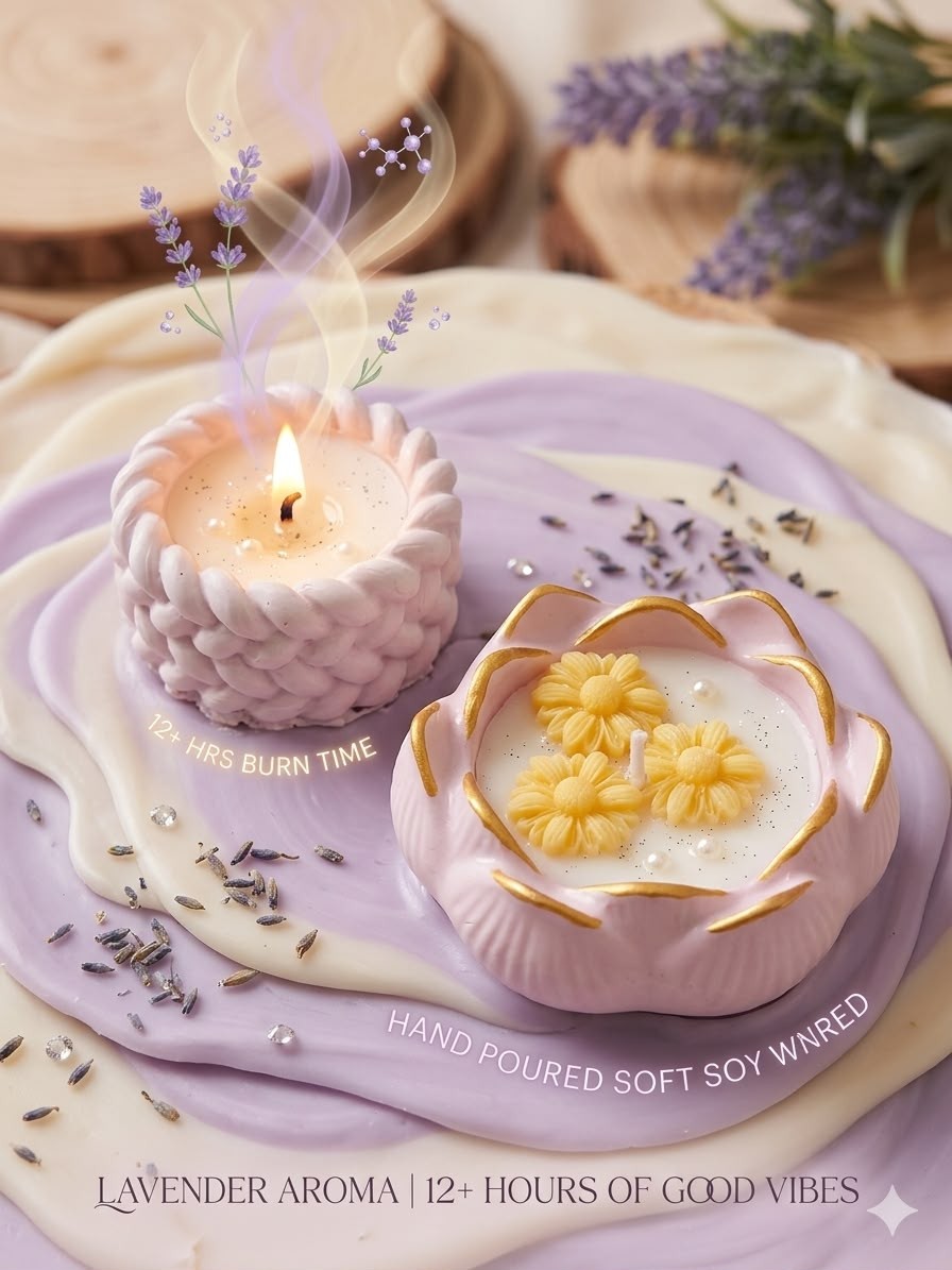 Lotus Jar candle — handmade candle, 9cm *4.5cm