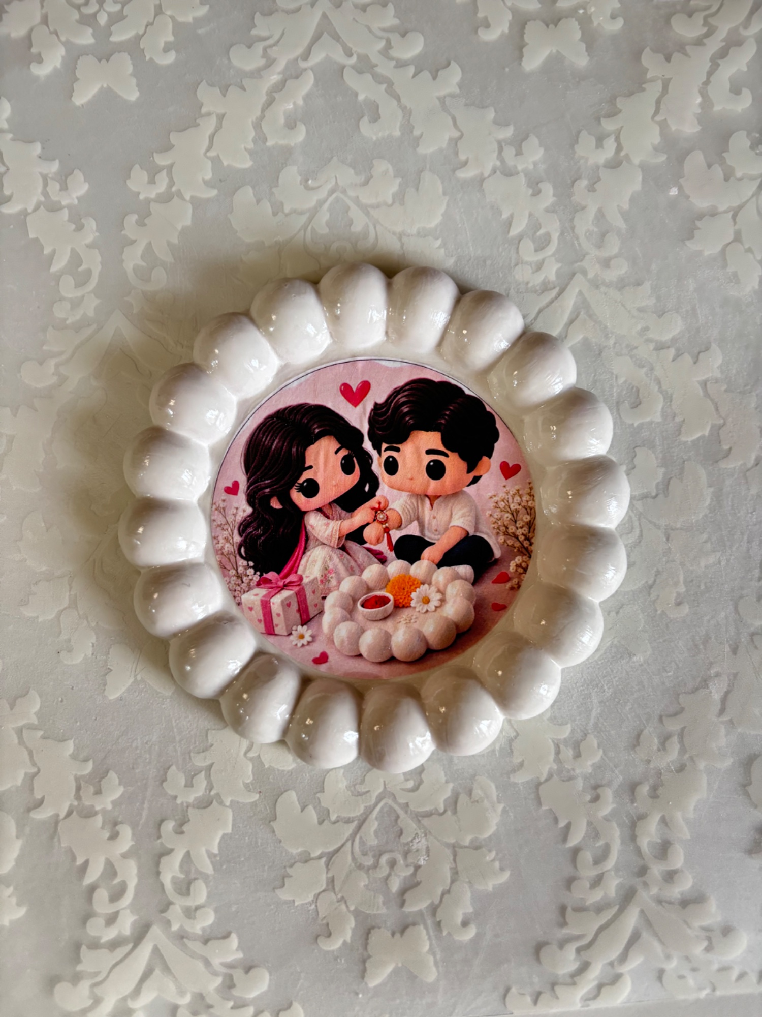 Rakhi Gift tray — handmade trinket tray, 12cm Diameter * 1 inch Height
