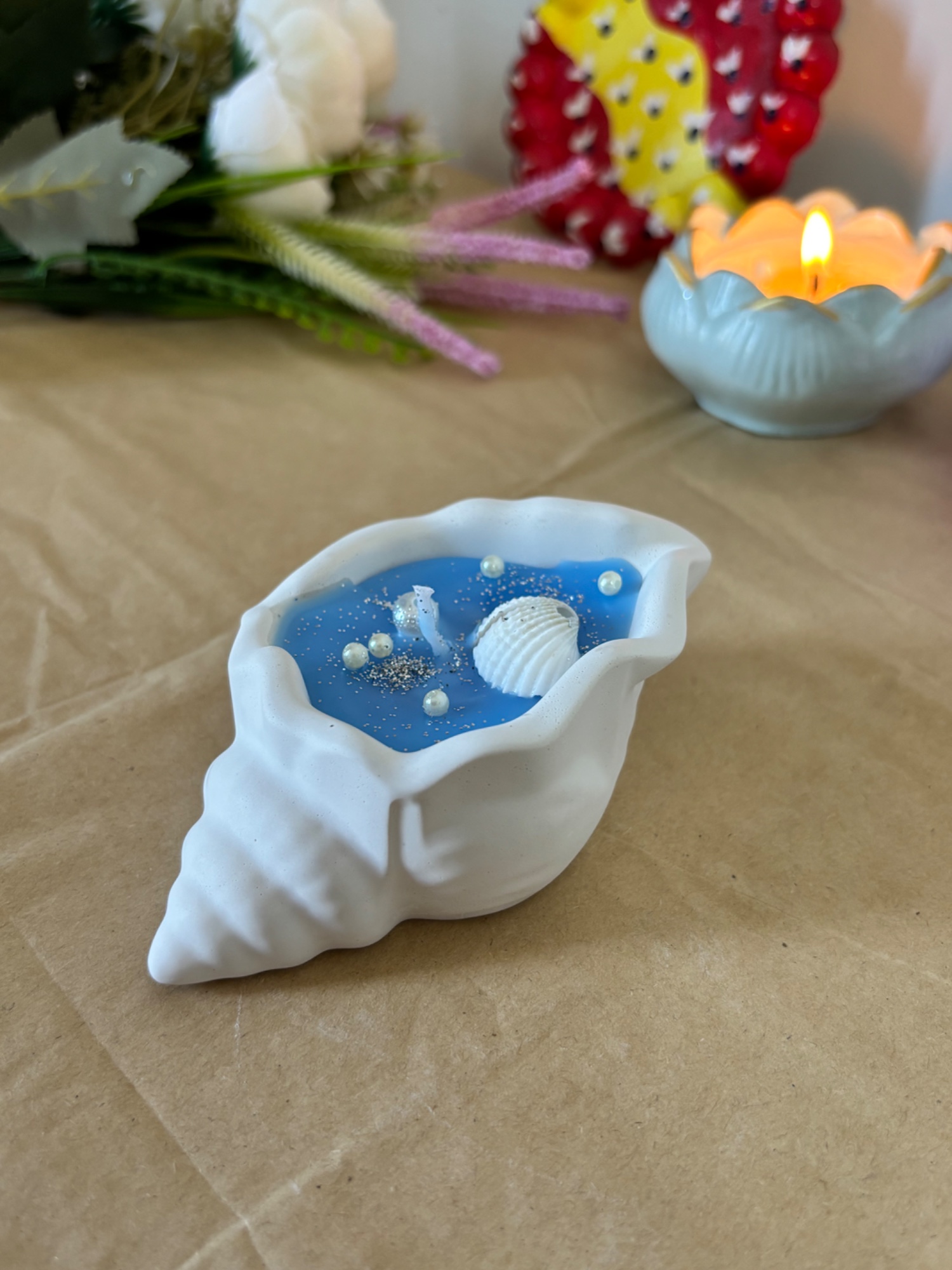 seashell ocean vibe Candle  — handmade candle, 10cm *5.5cm * 4.5 cm