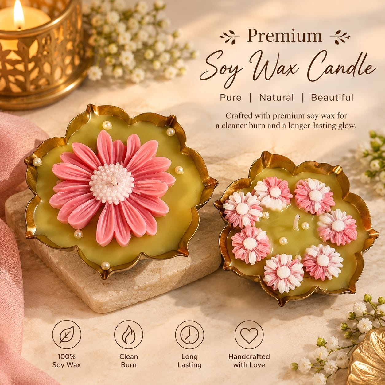 Urli candles — handmade candle, 2.5 Inch 